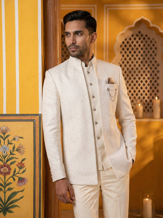 Cotton Blend Textured Indo-Western Set