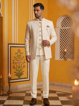 Cotton Blend Textured Indo-Western Set