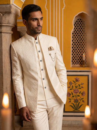 Cotton Blend Textured Indo-Western Set