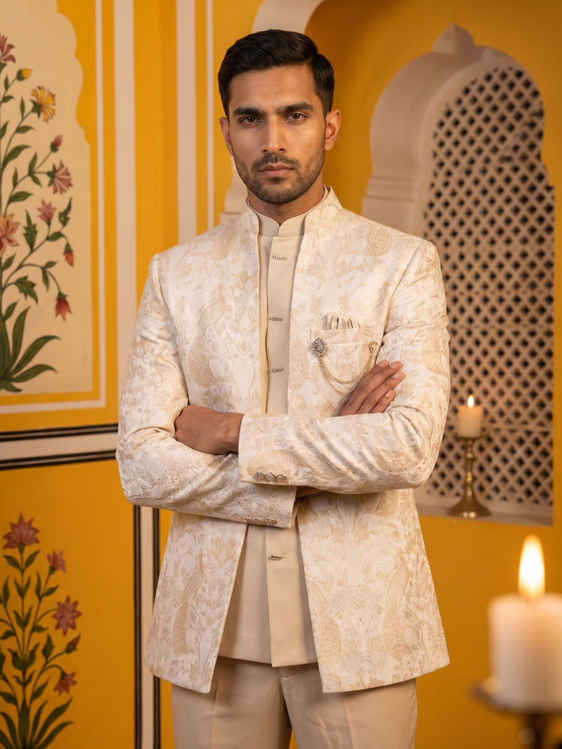 Men's Stylish Jacquard Indo-Western Set
