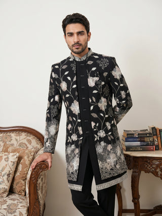 Men Imported Japanese Fabric Embroidered Indo-Western Set