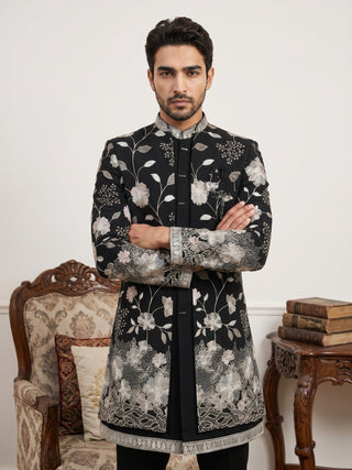 Men Imported Japanese Fabric Embroidered Indo-Western Set