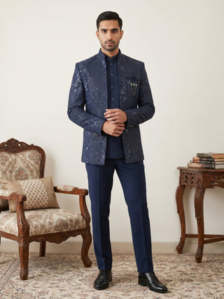 Men's Japanese Fabric Embroidered Indo-Western Set