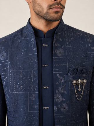 Men's Japanese Fabric Embroidered Indo-Western Set
