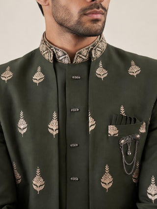 Men Japanese Fabric Embroidered Indo-Western Set