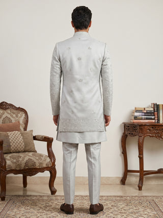 Silk Blend Embroidered Indo-Western Set