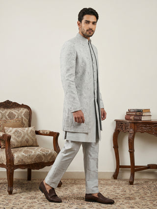 Silk Blend Embroidered Indo-Western Set