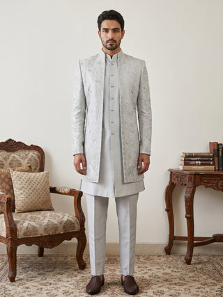 Silk Blend Embroidered Indo-Western Set