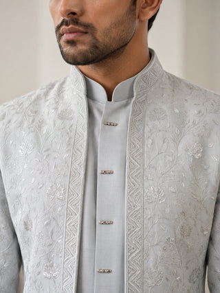 Silk Blend Embroidered Indo-Western Set