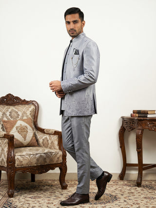 Men Embroidered Silk Blend Indo-Western Set