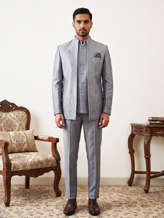 Men Embroidered Silk Blend Indo-Western Set