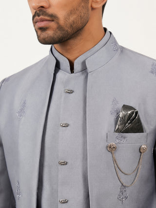 Men Embroidered Silk Blend Indo-Western Set