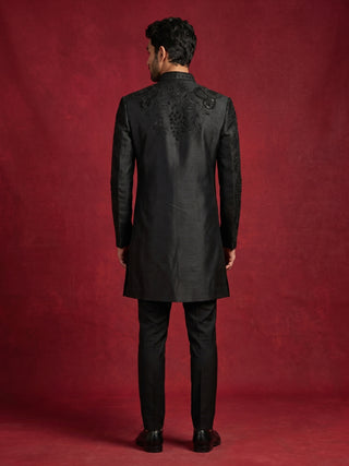 Cotton Blend Embroidered Indo-Western Set for Men