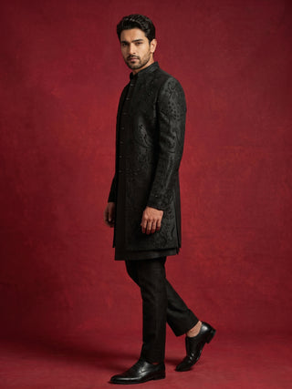 Cotton Blend Embroidered Indo-Western Set for Men