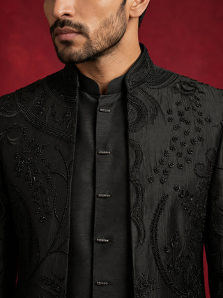 Cotton Blend Embroidered Indo-Western Set for Men