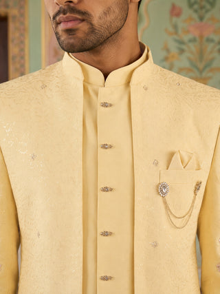 Silk Blend Embroidered Indo-Western Set for Men