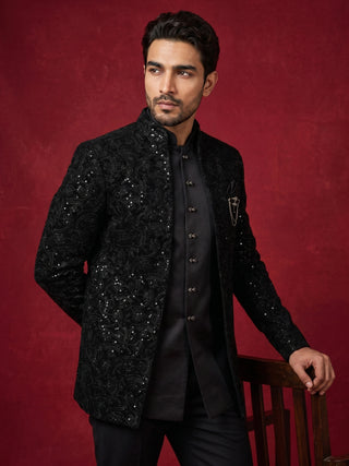 Men’s Velvet Embroidered Indo-Western Set