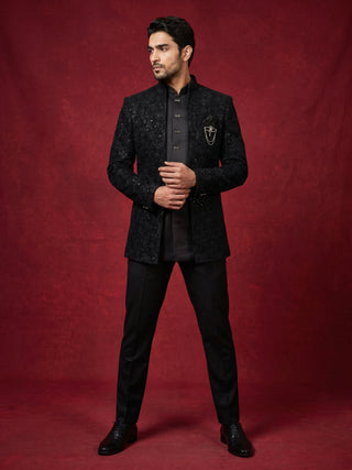 Men’s Velvet Embroidered Indo-Western Set