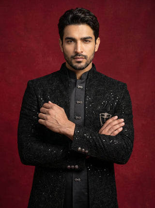 Men’s Velvet Embroidered Indo-Western Set