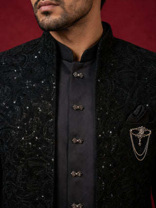 Men’s Velvet Embroidered Indo-Western Set