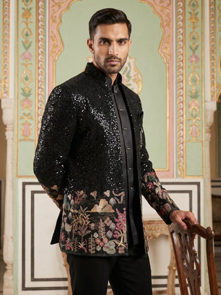 Men’s Velvet Embroidered Indo-Western Set