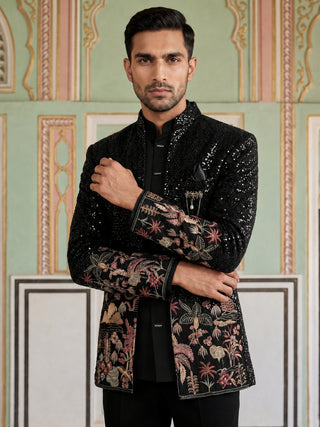 Men’s Velvet Embroidered Indo-Western Set