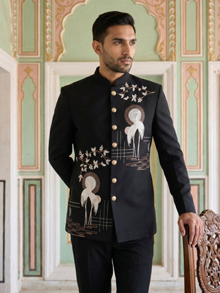 Premium Embroidered Japanese Fabric Indo-Western Set