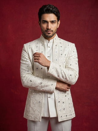 Men’s Mirror Work Embroidered Indo-Western Set