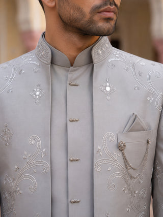 Premium Silk Blend Embroidered Indo-Western Set for Men