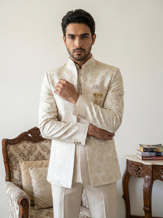 Men’s Designer Jacquard Silk Indo-Western Set