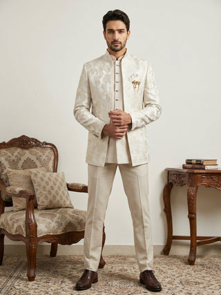 Men’s Designer Jacquard Silk Indo-Western Set