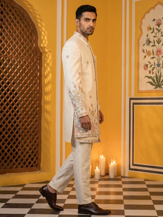 Premium Floral Embroidered Silk Blend Indo-Western Set