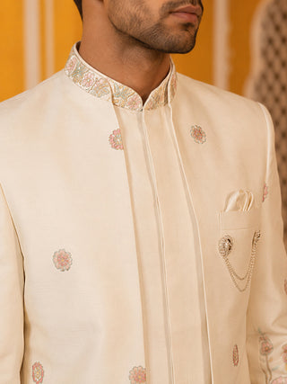 Premium Floral Embroidered Silk Blend Indo-Western Set