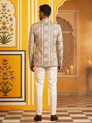 Silk Blend Embroidered Indo-Western Set
