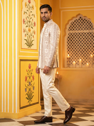 Silk Blend Embroidered Indo-Western Set