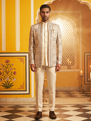 Silk Blend Embroidered Indo-Western Set