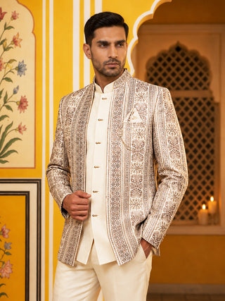 Silk Blend Embroidered Indo-Western Set