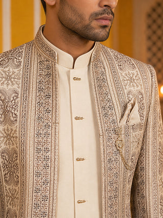 Silk Blend Embroidered Indo-Western Set