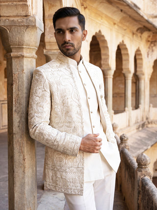 Premium Floral Embroidered Silk Blend Indo-Western Set