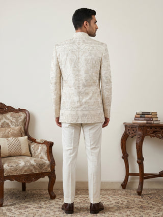 Premium Floral Embroidered Silk Blend Indo-Western Set