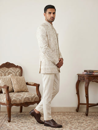 Premium Floral Embroidered Silk Blend Indo-Western Set