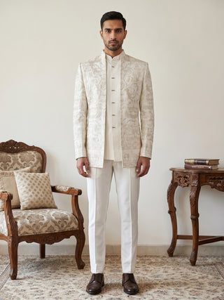 Premium Floral Embroidered Silk Blend Indo-Western Set