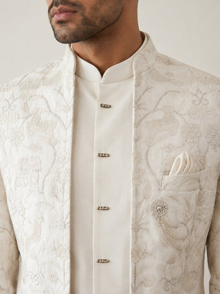 Premium Floral Embroidered Silk Blend Indo-Western Set