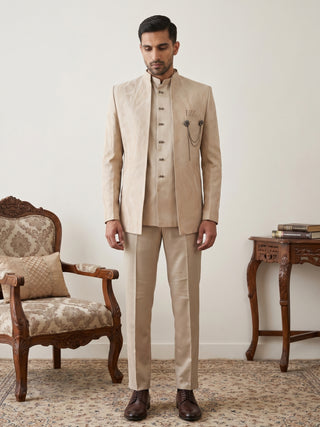 Men's Cotton Blend Embroidered Indo-Western Set