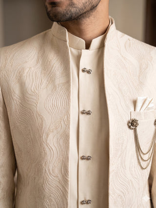 Men's Cotton Blend Embroidered Indo-Western Set