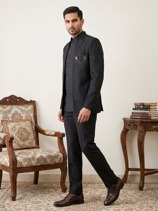 Men's Cotton Blend Embroidered Indo-Western Set