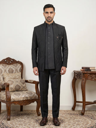 Men's Cotton Blend Embroidered Indo-Western Set
