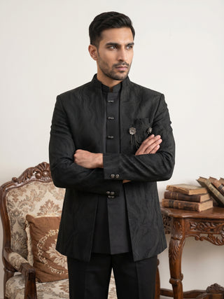 Men's Cotton Blend Embroidered Indo-Western Set