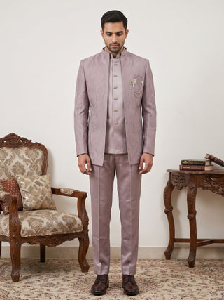 Men's Cotton Blend Embroidered Indo-Western Set