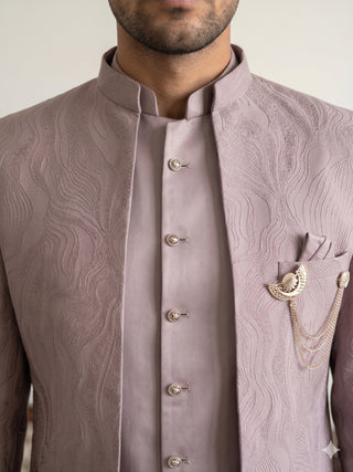 Men's Cotton Blend Embroidered Indo-Western Set